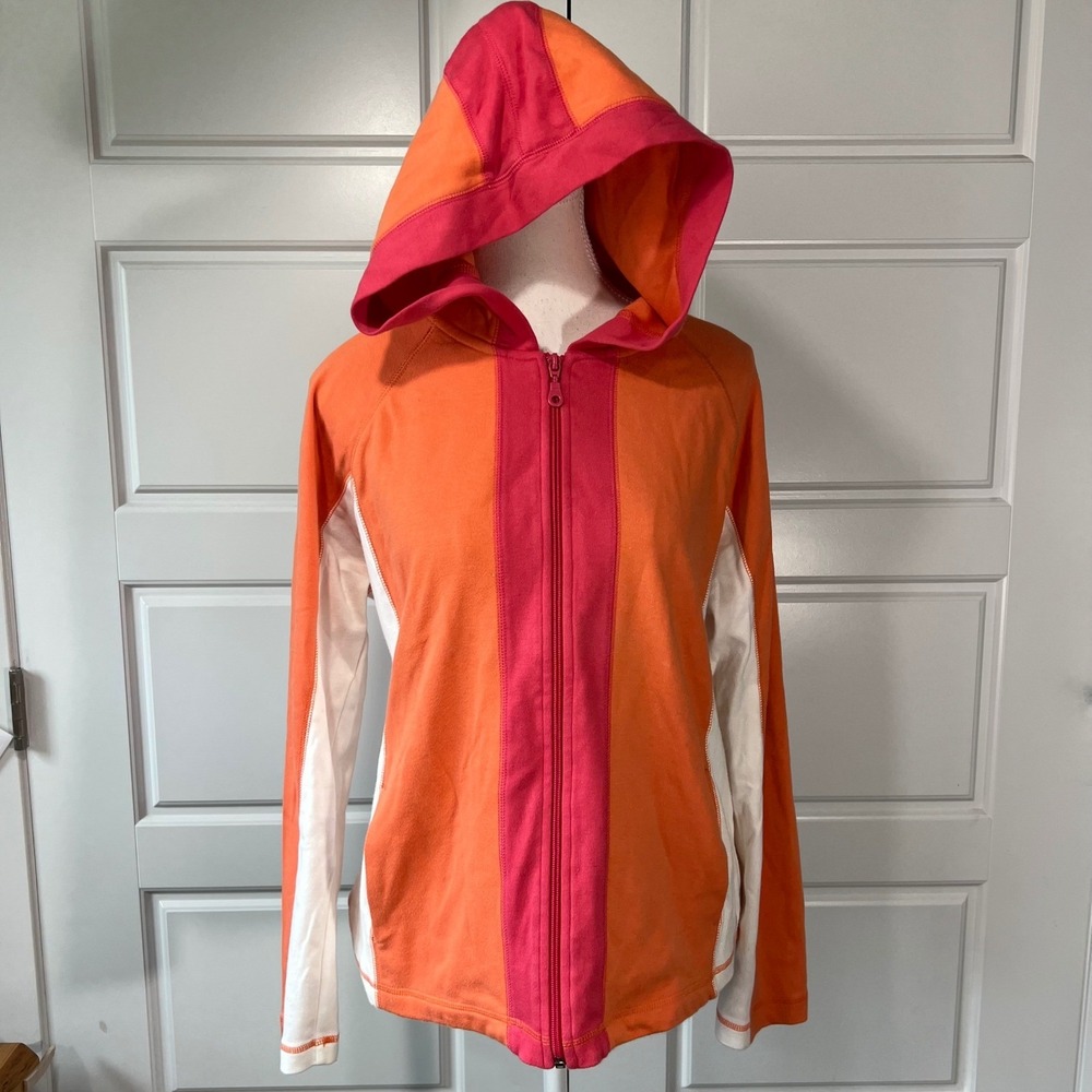Pacer Petite Womens Hoodie Zip Up Activewear Orange‎ Pink White PL Jacket